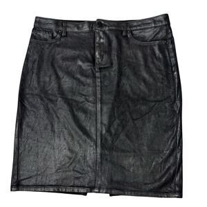 Jessica Simpson Haven Pencil Skirt Black Coated Faux Suede